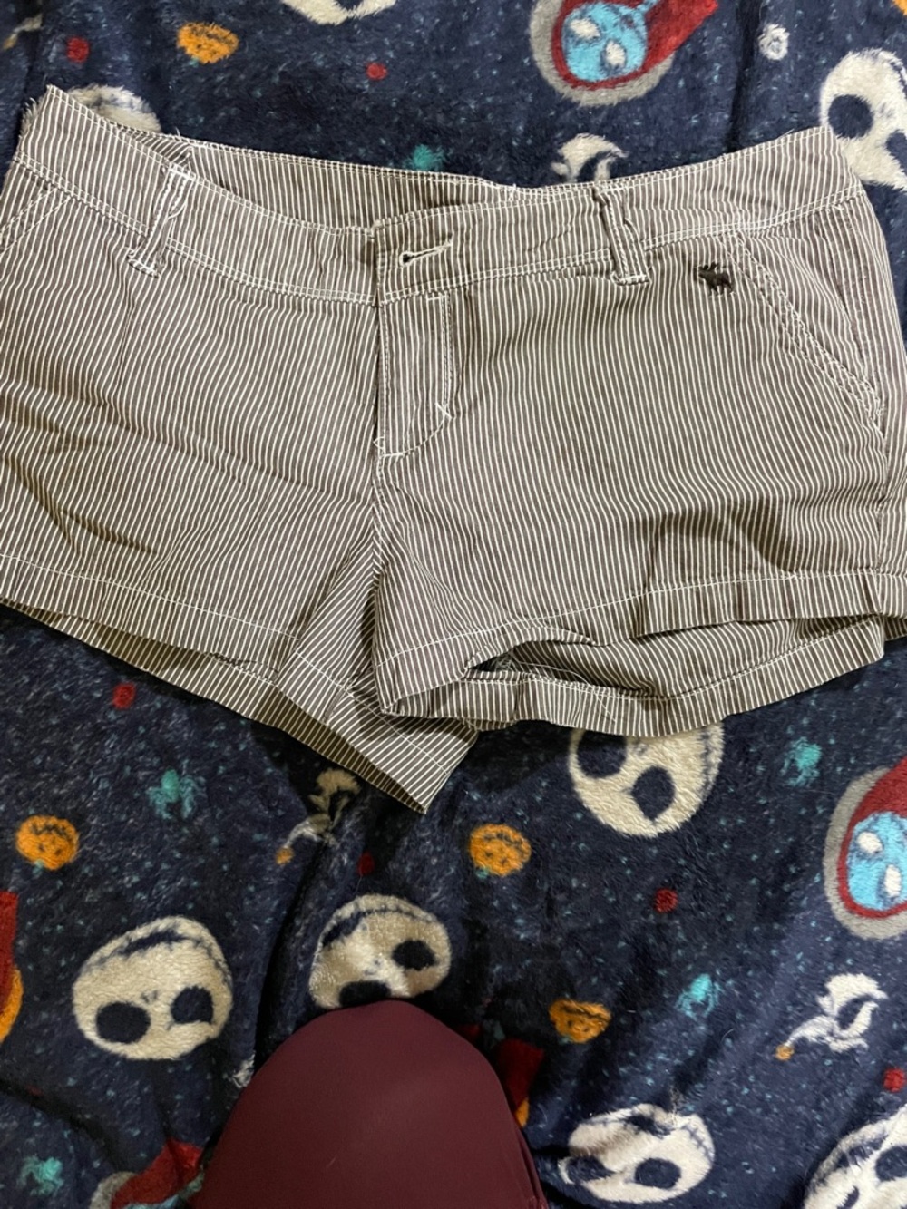 Abercrombie & Fitch Black and White Striped Jean Shorts